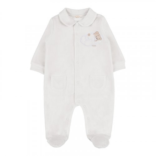 White babygro with teddy bear on the cloud_10505