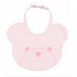 Pink bear shaped bib_10406