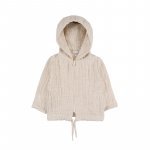 Beige Sweatshirt with Zip and Hood_4422