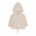 Beige Sweatshirt with Zip and Hood_4423