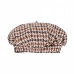 Beige tartan beret_10474