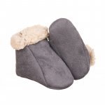 Gray faux sheepskin shoes_7167