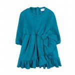 Green dress with ruffles and bow_10210