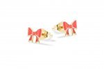 Boucles d'oreilles Noeuds Rouges en Argent_9302