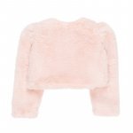 Manteau En Fausse Fourrure Courte Rose avec Nœud_1706