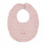 Pink houndstooth bib_9588