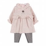 Pink Striped Dress with Leggings_6618