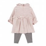 Pink Striped Dress with Leggings_6619