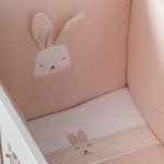 Ensemble Couette et tour de lit avec petit lapin rose_3150