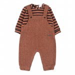 Striped babygro with dungarees "C'era una volta"_9473