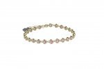 Tennis Bracelet in 925 Sterling Silver, gold-colored, with pink stones_11118