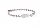 Tennis Bracelet in 925 Sterling Silver with pink stones and engravable t_11107