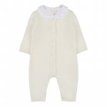 White open front yarn babygro with teddy bear_10462