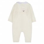 White open front yarn babygro with teddy bear_10463